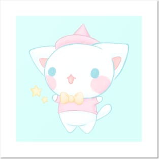 Cute magic cat - Kawaii aesthetic Posters and Art